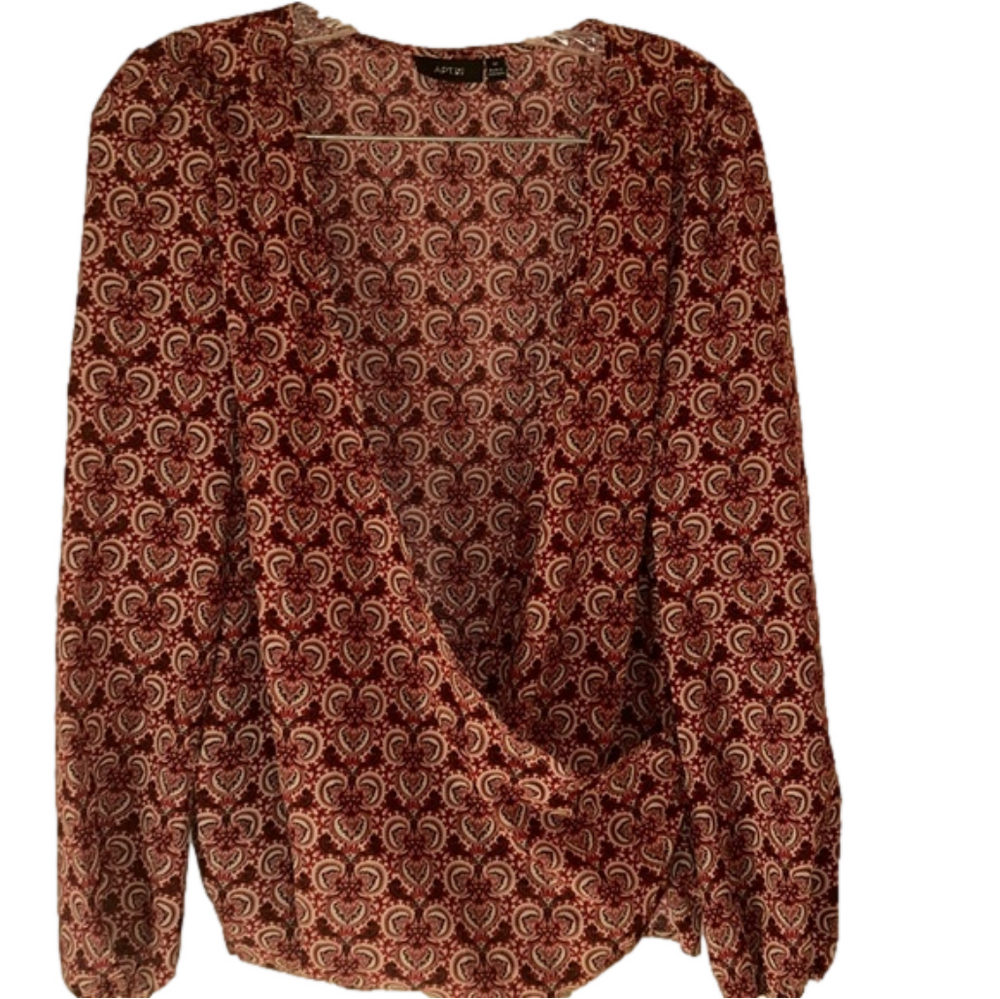 Apt. 9: Crossover, Print Blouse: Size M